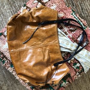 Caramel colored leather purse